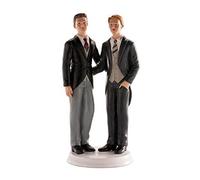 figurine couple mariés gay enlacés 19cm - dekora 305008 Gris G