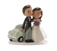Dekora -Figurine Mariage Couple Jeunes Mariés Gateau de Mariage Just Married Car, Multicolore