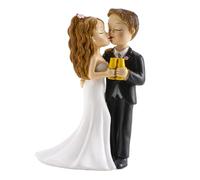 dekora - Figurine pour gâteau de mariage «Coupe et baiser» - 16 cm de hauteur - Décoration de gâteau de mariage - Design original et détaillé - Cake topper apte au contact alimentaire
