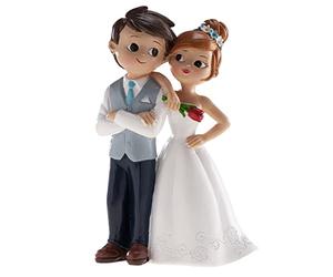 dekora - Figurine pour gâteau de mariage « Mariés avec Fleur » 16 cm - Décoration de Gâteau de mariage en Résine - Design Original et Détaillé - Cake topper Apte au Contact Alimentaire