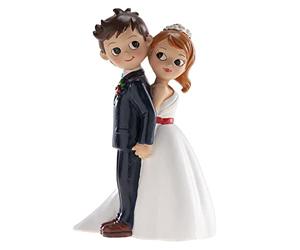 dekora - Figurine pour gâteau de mariage «Mariés Tournant le Dos» 16 cm - Décoration de Gâteau de mariage en Résine - Design Original et Détaillé - Cake topper Apte au Contact Alimentaire