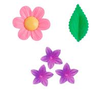 Dekora- Set de fleurs comestibles en azyme pour gâteaux marguerites, mini-fleurs et feuilles