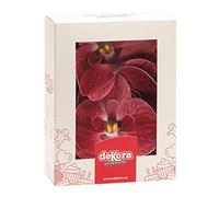 Dekora - Boîte de 10 Gaufrettes Orchidées pour Décoration - Fleurs Comestibles pour Gâteaux - Gaufrettes Décoration de Gâteaux d'Anniversaire - Couleur Bordeaux - 7,5 x 8,5 cm