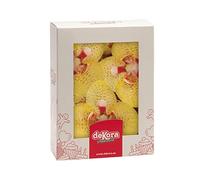 dekora - Fleurs Comestibles pour Gâteau, 10 Gaufrettes Orchidées jaunes 8.5 x 7.5 cm, sans sucre, sans gluten, sans lactose, Décoration Gâteau pour Anniversaire, Mariage, Baptême