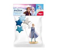 Dekora, Kit Anniversaire Reine des Nieges, Garnitures de Gateaux d'Anniversaire Elsa, Décoration de Gâteau La Reine des Neiges, 3 Figurine Frozen