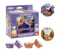 dekora Kit Cupcakes Halloween - 24 Caissettes + 24 Cake Toppers pour Muffins et Gâteaux Réutilisables, Décoration d'Halloween moules à cupcakes
