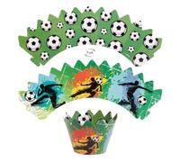 dekora Kit de décoration pour cupcakes avec décorations de football et 6 caissettes réutilisables, design réversible double face, pour cupcakes/muffins/muffins pour anniversaire d'enfant
