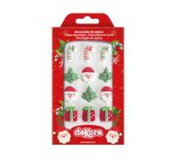 dekora Lot de 12 décorations comestibles en sucre 2D pour cupcakes, cookies et tartes, motifs festifs en sucre