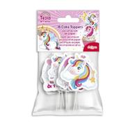 dekora, Lot de 16 décorations de gâteau d'anniversaire en papier parfaites pour décorer les fêtes à thème de la licorne 10,5 x 7 cm
