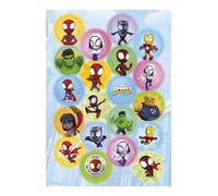 dekora Lot de 20 mini décorations de gâteau, diamètre : 3,4 cm, en papier comestible, sous licence officielle Marvel, pour cupcakes, biscuits et gâteaux, sans sucre, végétaliens et sans gluten