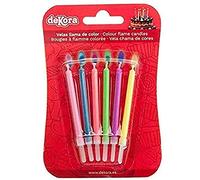 Dekora - Lot de 6 Bougies d'Anniversaire avec Flammes Colorées