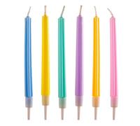 dekora - Lot de 6 bougies d'anniversaire de 12 cm | Couleurs pastel | rose, mauve, orange, bleu, jaune et vert | parfaites pour des célébrations pleines de vitalité