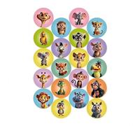 Dekora, Mini Disques Comestibles Animaux de la Jungle Décorations Comestibles pour Cupcakes, Biscuits et Muffins, Goûters et Fêtes d'Enfants, Disques de 3,4 CM