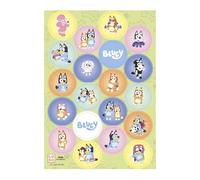 dekora, Mini Disques Comestibles Bluey, Décoration pour Cupcakes et Biscuits, Papier Azyme Bluey et Bingo, Anniversaire Enfant, Sans Gluten, Facile à Poser, Pack de 20 Pièces, 3,4 CM