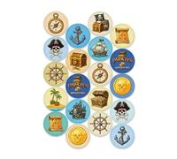 Dekora, Mini Disques Comestibles Pirates pour Cupcakes, Décoration de Gâteaux et Biscuits, Lot de 20 Pièces en Azyme, Idéal pour Anniversaire Enfant et Fête à Thème, Sans Gluten 3,4 cm
