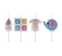 dekora - Pack de Bougies d'Anniversaire Bébé Gâteau - 4 unités