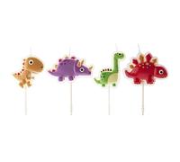 dekora - Pack de Bougies de Décoration de Gâteau d'Anniversaire Dinosaure - 4 Unités