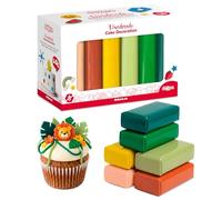 dekora - Pâte à Sucre Multipack 6 Couleurs - Élastique et Facile à Travailler - Fondant Pâtissier pour Décoration de Gâteaux, cupcakes, Sans Gluten, Halal et Casher 600 g