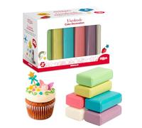dekora - Pâte à Sucre Multipack 6 Couleurs Pastel - Élastique et Facile à Travailler - Fondant Pâtissier pour Décoration de Gâteaux, cupcakes, Sans Gluten, Halal et Casher 600 g