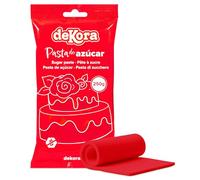 dekora - Pâte à Sucre Rouge pour Décoration Gâteau et des Cupcakes - Sucre Fondant Prête à Dérouler pour la Réalisation de Toutes Sortes de Décorations - Facile à Travailler - 250 g