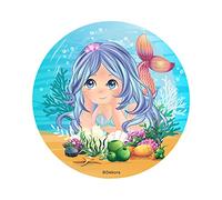 Dekora - Petite décoration de gâteau sirène en papier gaufrette sans sucre - 20 cm