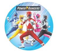 Dekora, Power Rangers Disque Azyme, Décoration Comestible pour Gâteau d'Anniversaire, Rond Cake Topper 20 CM