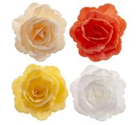 dekora | Roses D'Automne En Gaufrette, Fleurs Comestibles pour Gâteaux, sans sucre, sans gluten, sans lactose, couleurs assorties, Décoration Gâteau pour Anniversaire, Mariage, Baptême, Gender Reveal