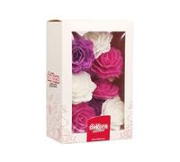 Dekora - Boîte de 15 Roses en Gaufrettes pour Décorer - Fleurs Comestibles pour Gâteaux - Décoration de Gaufres pour Gâteaux d'Anniversaire - Couleurs Assorties - 7 cm