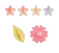dekora - Set de 34 décorations comestibles pour gâteau et cupcakes, fleurs et feuilles, sans sucre, sans gluten, sans lactose, idéal pour anniversaires, mariage, baby shower et gender reveal