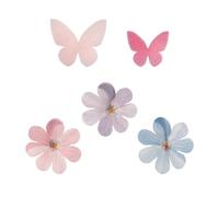 dekora - Set de 8 décorations comestibles pour gâteau et cupcakes, fleurs et papillons en azyme, sans sucre, sans gluten, sans lactose, idéal pour anniversaires, mariage, baby shower et gender reveal
