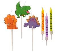 Dekora - Set de Bougies d'Anniversaire Dinosaure pour la Décoration de Gâteau d'Anniversaire la plus monstrueuse et amusante - 15 Bougies