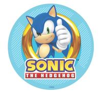 Dekora, Sonic, Disque d'Azyme Comestible, Décoration pour Gâteaux d'Anniversaire d'Enfants, Rond 20 CM