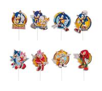 dekora, Sonic Kit de décoration de gâteau d'anniversaire 16 pièces 10,5 x 7 cm