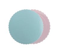 dekora - Support à gâteaux en carton - Surface lisse avec bord ondulé - Idéal pour les gâteaux, cupcakes et desserts lors de fêtes et événements - 2 couleurs : bleu et rose - Diamètre 35 centimètres