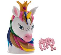 dekora - Tirelire pour enfant Licorne en plastique avec bonbons - 18 cm - Tirelire résistante et sûre - Produit apte au contact alimentaire - Idée cadeau noel enfant