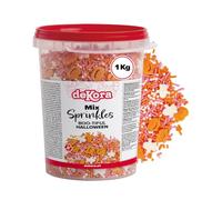 dekora - Vermicelles Halloween 1 kg, Sprinkles pour Gâteaux et Cupcakes | Décorations en sucre avec citrouilles et fantômes, Sans gluten