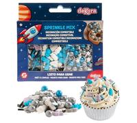 dekora - Vermicelles pâtisserie, Sprinkles gâteau Mix Astronaute, Décoration comestible pour gâteau d’anniversaire enfant, Topping sucré pour cupcakes, biscuits et desserts 70g