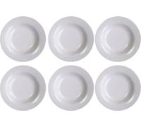 Dekorah Lot de 6 assiettes creuses en mélamine blanches 22 cm - résistantes et lavables au lave-vaisselle - idéales pour soupes, restauration et apéritifs en mense, bateaux, RSA, camping et