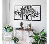 Dekory 3 panneaux Décoration Murale en Métal arbre de Vie - Art de l'arbre de Vie, Signe de Famille Arbre - 180 x 74 cm [70,8 x 29,1'']