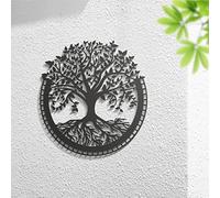 Dekory Arbre de Vie en Métal Noir - Décoration Murale Ronde Style Industriel, Art Mural Élégant pour Salon, Chambre, Bureau ou Entrée - 82x80 CM