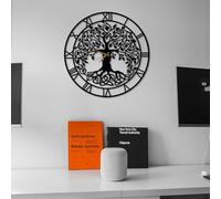 Dekory Arbre de Vie Horloge Murale en métal 70 cm, Silencieux sans tic-tac, horloges murales Vintage et Industriel en métal, Pendule Murale, pour Salon Bureau, Chambre, Cuisine, Salle à Manger