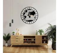 Dekory Carte de monde Horloge Murale en métal 35 cm, Silencieux sans tic-tac, horloges murales Vintage et industriel en métal, Pendule murale, pour salon bureau, chambre, cuisine, salle à manger