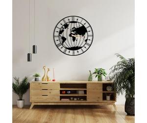 Dekory Carte de Monde Horloge Murale en métal 50 cm, Silencieux sans tic-tac, horloges murales Vintage et Industriel en métal, Pendule Murale, pour Salon Bureau, Chambre, Cuisine, Salle à Manger