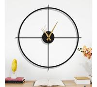 Dekory Cible Horloge Murale Moderne Minimaliste Mouvement Quartz Silencieux Métal Noir Cercle Ouvert avec Croix Centrale XXL pour Salon, Salon, Salle à Manger - 80cm