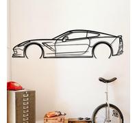 Dekory Déco murale voiture métal noir - Corvette C7, silhouette sportive - Art mural contemporain, style industriel minimaliste pour bureau ou salon, design élégant automobile moderne L - 100 CM