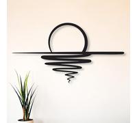 Dekory Décoration murale coucher de soleil en métal noir - Art mural minimaliste ligne d’horizon - Déco moderne pour salon, chambre ou bureau - 40x22 CM