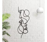 Dekory Deux Visages Line Art en Métal Noir - Art & Décoration Murale Minimaliste, Sculpture Moderne pour Salon, Chambre, Bureau- 45x120 CM