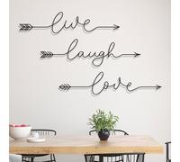 Dekory Enseigne murale en métal noir Live Laugh Love - Déco murale rustique style farmhouse, industriel minimaliste - Panneau décoratif pour salon, chambre, couloir ou bureau - 44x12 CM