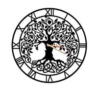 Dekory Horloge Murale Arbre de Vie en métal Noir, Horloge Murale Industrielle silencieuse, Arbre de Vie Pendules murales décorative, Industriel, Cuisine, Bureau