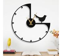 Dekory Horloge Murale Oiseau du Temps 70 cm, Horloge Murale Minimaliste en Métal Noir - Grande Horloge Murale pour Salon, Cuisine, Bureau - Design Contemporain - Idée Cadeau Parfaite